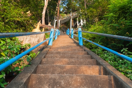 The stairs to the top of Tiger Cave Temple  1237 step to top mountain  Krabi  Thailandの写真素材