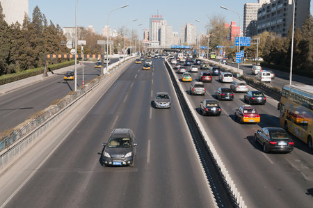 BEIJING, CHINA - DEC 5  Traffic on 3rd Ring Road on Dec 5, 2013  Beijing is the second largest Chinese city by urban population after Shanghai and is the nationのeditorial素材