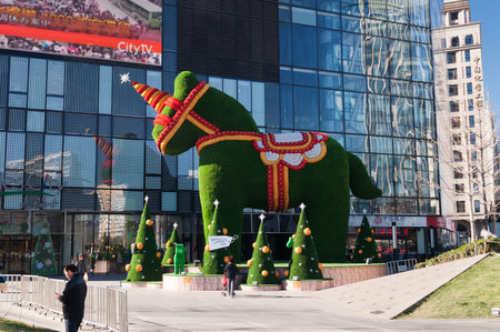 BEIJING, CHINA - DEC 5  The Decoration for Merry Christmas   Happy New Year 2014 at Raffles City Beijing on Dec 5, 2013  Shopping mall has 29,716 sq  meters of shopping spaceのeditorial素材