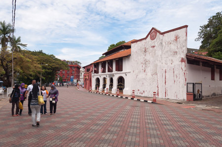 MALACCA, MALAYSIA - DEC 19, 2013: On the street in the center. Malacca City is the capital city of the Malaysian state of Malacca. It was listed as a UNESCO World Heritage Site on 7 July 2008のeditorial素材