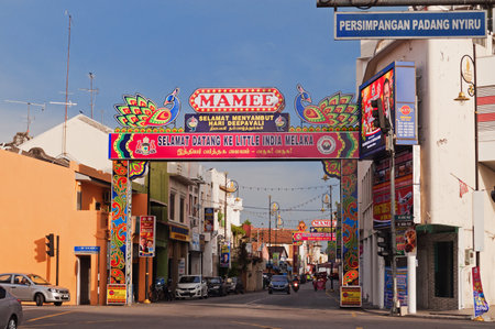 MALACCA, MALAYSIA - DEC 19, 2013: Little India in Malacca. Malacca City is the capital city of the Malaysian state of Malacca. It was listed as a UNESCO World Heritage Site on 7 July 2008のeditorial素材