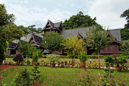 Replica of Melaka's Sultante Palace. Malacca. Malaysiaのeditorial素材