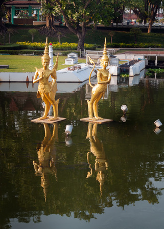 PATTAYA, THAILAND - JAN 04, 2014: fountain in Mini Siam Park. Mini Siam is a famous miniature park attraction. It had been constructed in 1986のeditorial素材