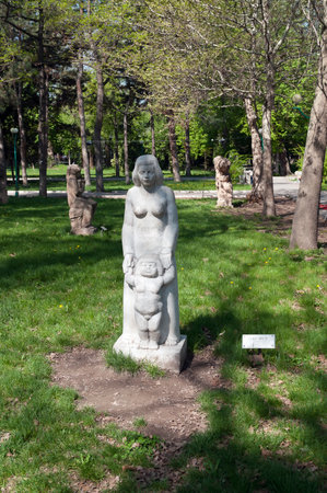 BISHKEK, KYRGYZSTAN - MAY 02, 2014:  Statues in Oak Park. Bishkek formerly  Frunze, is the capital and the largest city of the Kyrgyz Republic.  The population - 900,000 peopleのeditorial素材