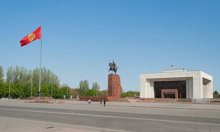 BISHKEK, KYRGYZSTAN - MAY 02, 2014:   Ala-Too Square. Bishkek formerly  Frunze, is the capital and the largest city of the Kyrgyz Republic.  The population - 900,000 peopleのeditorial素材