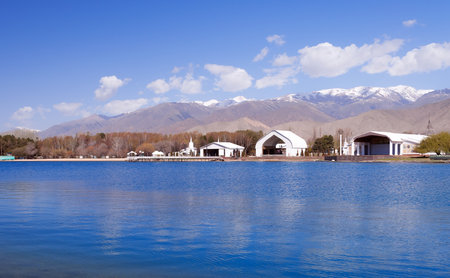 Architectural complex on bank of Issyk-Kul Lake. Cholpon-Ata. Kyrgyzstanのeditorial素材