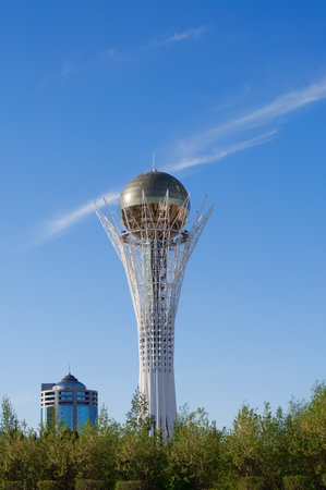 ASTANA, KAZAKHSTAN - MAY 9, 2014: Bayterek is a monument and observation tower in Astana. The height of buildings 105 meters.のeditorial素材