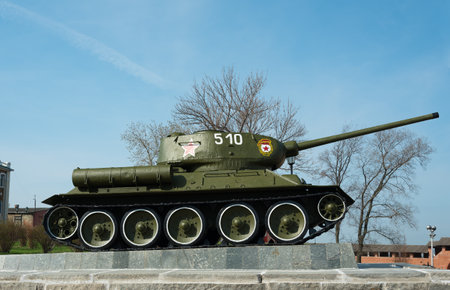 Nizhny Novgorod, Russia - May 2, 2015: Tank T-34 in the territory of the Nizhny Novgorod Kremlin. Exhibition of military equipment of times of World War IIのeditorial素材