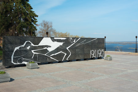 Nizhny Novgorod, Russia - May 2, 2015: Eternal Flame and created memorial complex in honor of Nizhny Novgorod citizens who died in World War II in the territory of the Nizhny Novgorod Kremlin. Russiaのeditorial素材