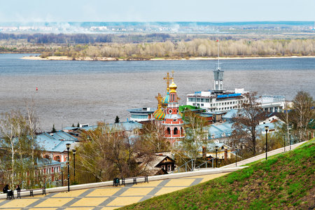 View Stroganov church in Nizhny Novgorod. Russiaのeditorial素材
