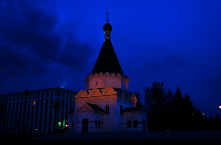 Archangel Michael Cathedral in the territory of the Nizhny Novgorod Kremlin at night. Russiaの写真素材