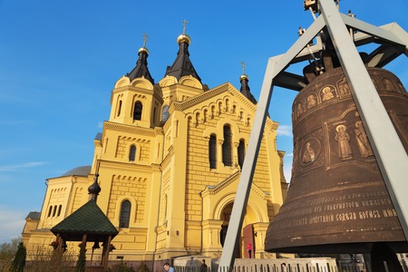 Bell Cathedral and Alexander Nevsky Cathedral in Nizhny Novgorod. Russiaの写真素材