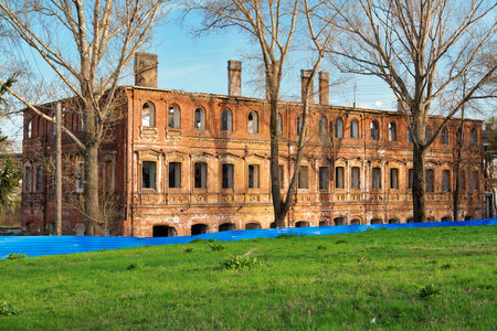 Old ruined brick house in Nizhny Novgorod. Russiaのeditorial素材