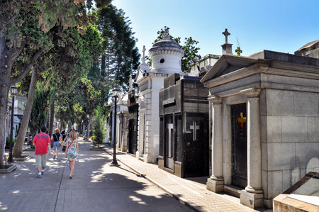 Buenos Aires, Argentina- Jan 20, 2011: La Recoleta Cemetery. It contains the graves of notable people, including Eva Perón, presidents of Argentina, Nobel Prize winners, the founder of the Argentine Navy, and a granddaughter of Napoleonのeditorial素材