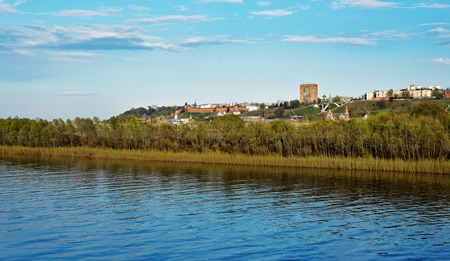 View of Volga embankment with Kremlin in Nizhny Novgorod. Russiaの写真素材