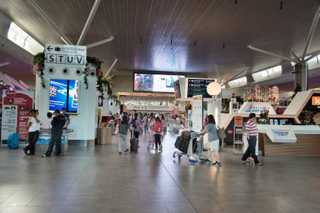Kuala Lumpur, Malaysia - Dec 06, 2015:  Unidentified people in Departure Hall of Kuala Lumpur International Airport 2, KLIA2.  Malaysia Airport KLIA2 is built for low-cost travel industryのeditorial素材