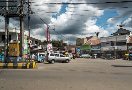 Rantepao, Indonesia - Dec 07, 2015: On the central street in Rantepao, Tana Toraja, Sulawesi....
