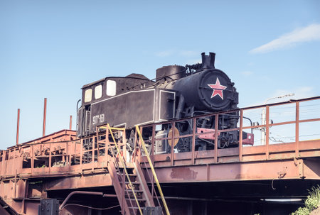 Old shunting locomotive 9PM-161 on Mining and metallurgical plantのeditorial素材