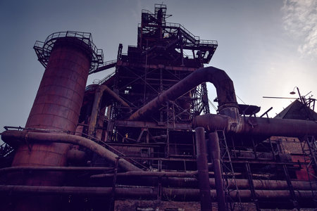 View of old blast furnace on Mining and metallurgical plantのeditorial素材