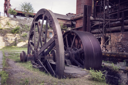 Old wheel sheet bar mill on Mining and metallurgical plantのeditorial素材