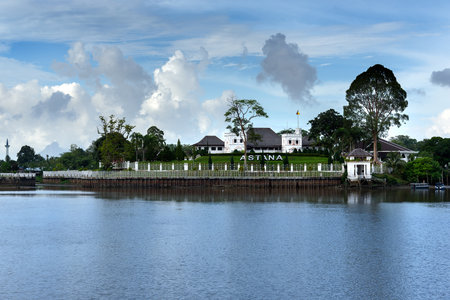 Kuching, Malaysia - Dec 29, 2015: Palace Astana on the north bank of the Sarawak River. Sarawak. Borneoのeditorial素材