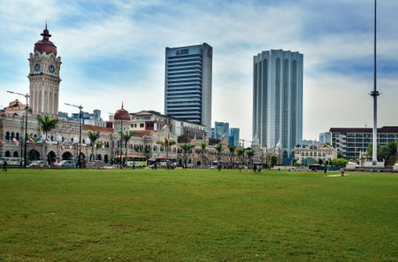 Kuala Lumpur, Malaysia -January 7, 2016: Merdeka square, Independence Square or Dataran Merdeka in the center of the cityのeditorial素材
