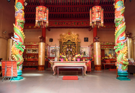 Kuala Lumpur, Malaysia -January 7, 2016: Inside of Guan Di Temple, also known as Kuan Ti Temple in Chinatown. Kuala Lumpur. Malaysiaのeditorial素材