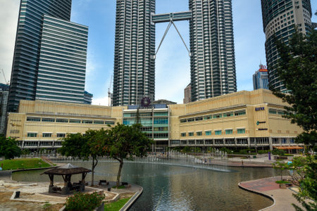 Kuala Lumpur, Malaysia -January 7, 2016: Fountain in KLCC Park. It is public park located in the...