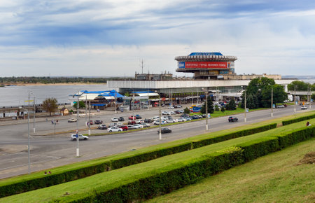 Volgograd, Russia - August 31, 2016: River station. Volgograd has the largest river port in Russiaのeditorial素材