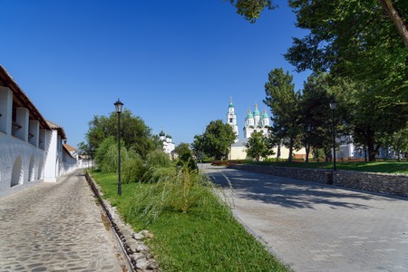 Kremlin area in Astrakhan. Russia. Wooden Kremlin was built in 1558. Stone fortification walls and...