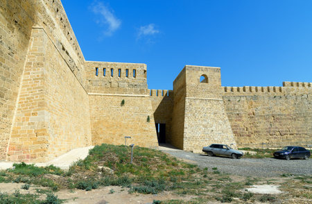 Derbent, Russia - September 08, 2016: West gate in Naryn-Kala fortress. Republic of Dagestan....