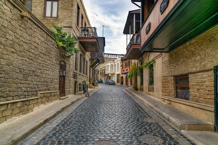 Baku, Azerbaijan - September 10, 2016: Street in Old city, Icheri Shehe is the historical core of Baku. World Heritage Site by UNESCOのeditorial素材