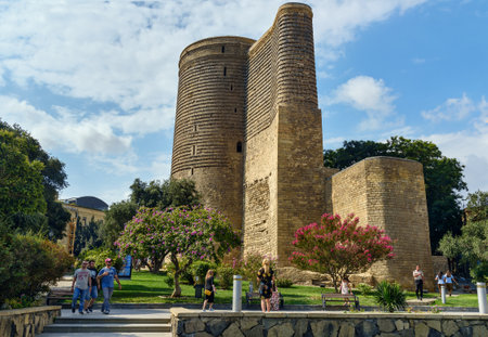 Baku, Azerbaijan - September 10, 2016: Maiden Tower in Old city, Icheri Sheher is the historical core of Baku. World Heritage Site by UNESCOのeditorial素材