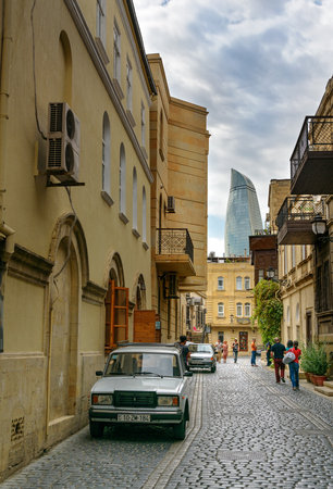 Baku, Azerbaijan - September 10, 2016: Street in Old city, Icheri Sheher is the historical core of Baku. World Heritage Site by UNESCOのeditorial素材