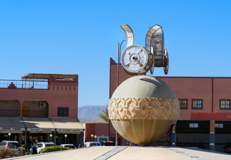 Ouarzazate, Morocco - Jan 4, 2017: Cinema monument on the street. Ouarzazate area is film-making location, where Morocco's biggest studiosのeditorial素材