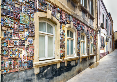Baku, Azerbaijan - September 10, 2016: Building in Old city, Icheri Sheher is the historical core of Baku. Azerbaijan.のeditorial素材