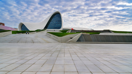 Baku, Azerbaijan - September 11, 2016: Heydar Aliyev Center is a 57,500 m2. The Center has conference hall, gallery hall and museum. It opened on 10 May 2012のeditorial素材