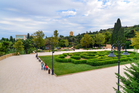 Baku, Azerbaijan - September 11, 2016: Upland park is located high above the coastal area of Bakuのeditorial素材