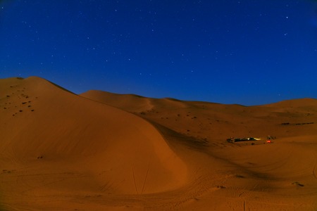 Night in Erg Chebbi Sand dunes near Merzouga, Moroccoの写真素材