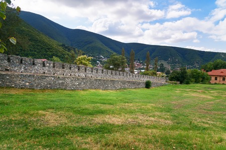 Wall of Sheki fortress. It dates to the 15th century. Sheki, Azerbaijanの写真素材