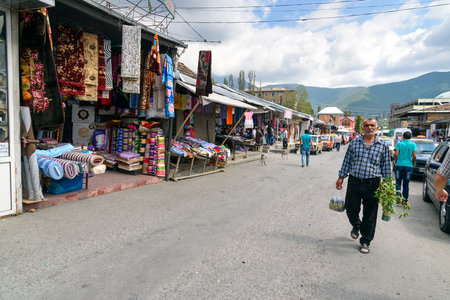 Sheki, Azerbaijan - September 13, 2016: Local town market. Sheki is small city situated in northern Azerbaijan in the southern part of the Greater Caucasus mountain range. It has a lot of historic attractions in particular, the Palace of the Sheki Khansのeditorial素材