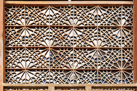 Sheki, Azerbaijan - September 13, 2016: Detail of decorations on the facade of Palace of Sheki Khans. It was a summer residence of Shaki Khans. It was built in 18th century. Sheki, Azerbaijanのeditorial素材