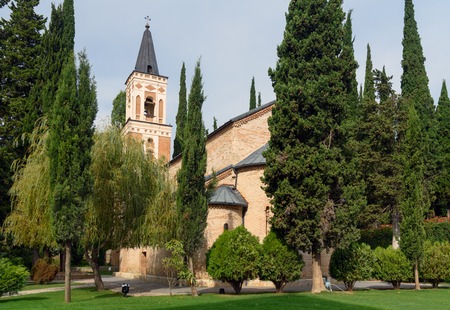 Bell tower and St. George's church in Monastery of St. Nino at Bodbe. Cathedral was constructed in...