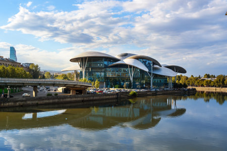 Tbilisi, Georgia - September 22, 2016: Public Service Hall on the Kura river. Completed in 2012のeditorial素材
