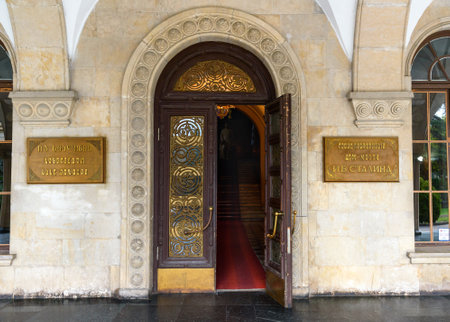 Gori, Georgia - September 28, 2016: Entrance to Museum of Joseph Stalin in Gori. In the town where Stalin was born.のeditorial素材