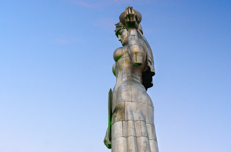 Tbilisi, Georgia - September 27, 2016: Statue of Mother Georgia, Kartlis Deda on the top of Sololaki hill at sunset. Tbilisi, Georgiaのeditorial素材