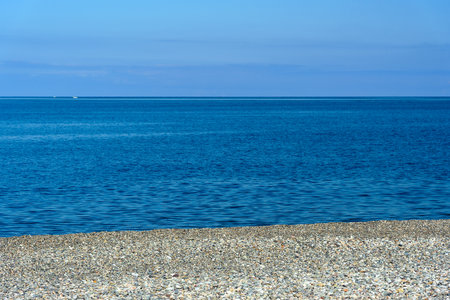 Black Sea pebble beach in Batumi. Georgiaのeditorial素材
