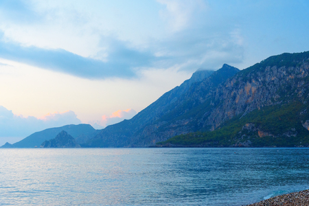 View of Cirali Olympos beach in the morning at sunrise. Antalya Province. Turkeyの写真素材