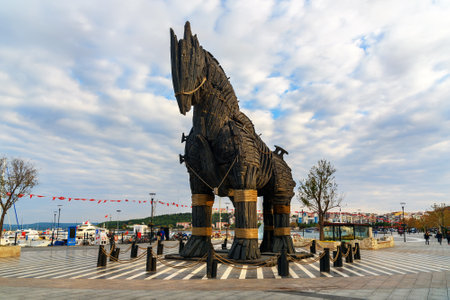 Canakkale, Turkey - October 31, 2016: Wooden Trojan Horse from movie Troy. It was donated to the city of Canakkaleのeditorial素材