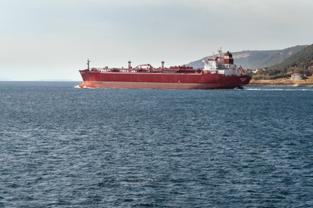 Canakkale, Turkey - October 31, 2016: LPG Tanker Clipper Sirius in Dardanellesのeditorial素材